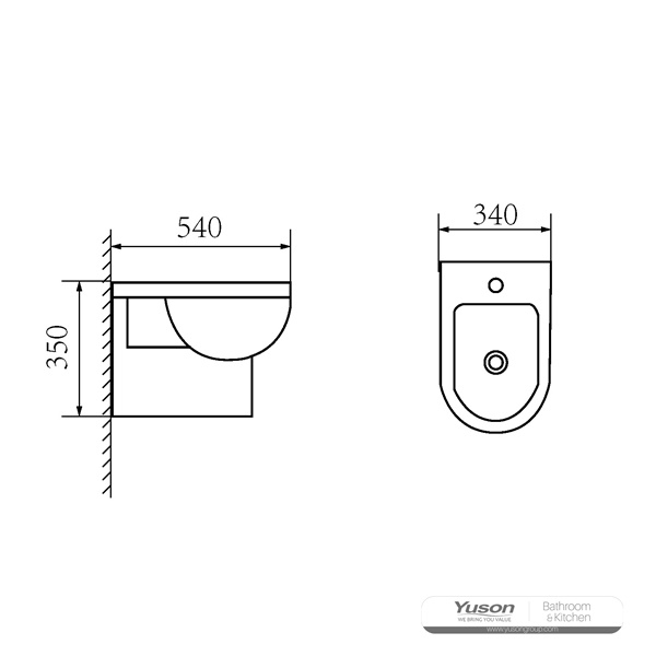 YS22215WH Chậu vệ sinh treo tường bằng gốm sứ;