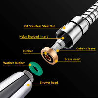 SA205S Vòi sen inox có ống bên trong bằng nylon, ống chống cháy nổ;