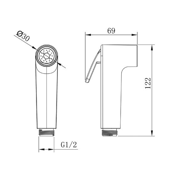 YS36075 ABS shaaff, bình xịt bidet, bình xịt rửa