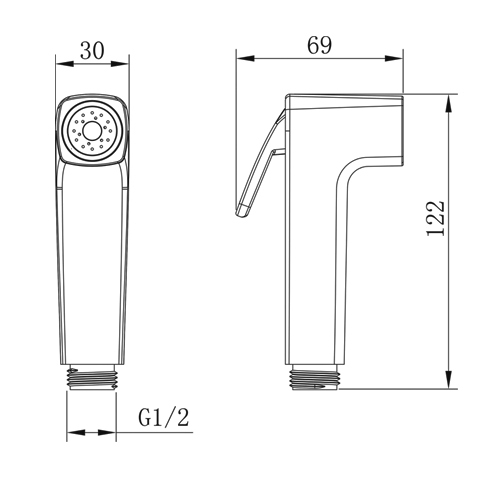 YS36076 ABS shataff, bình xịt bidet, bình xịt rửa