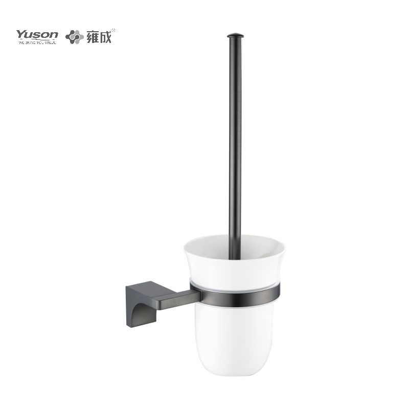 11890 Phụ kiện phòng tắm kiểu dáng đẹp, Bàn chải bồn cầu có cốc thủy tinh mờ/cường lực, Bàn chải bồn cầu kẽm/đồng thau/SUS, treo tường (Dòng 11800)