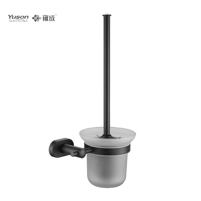13390 Phụ kiện phòng tắm kiểu dáng đẹp, Bàn chải bồn cầu có cốc thủy tinh mờ/cường lực, Bàn chải bồn cầu kẽm/đồng thau/SUS, treo tường (Dòng 13300)