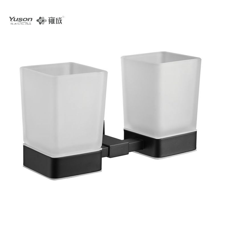 13484D Phụ kiện phòng tắm kiểu dáng đẹp, Giá đỡ cốc đôi, có cốc thủy tinh mờ/cường lực, Giá đỡ cốc bằng kẽm/đồng thau/SUS, treo tường (Dòng 13400)