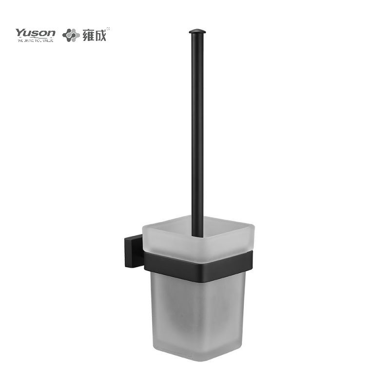 13490 Phụ kiện phòng tắm kiểu dáng đẹp, Bàn chải bồn cầu có cốc thủy tinh mờ/cường lực, Bàn chải bồn cầu kẽm/đồng thau/SUS, treo tường (Dòng 13400)