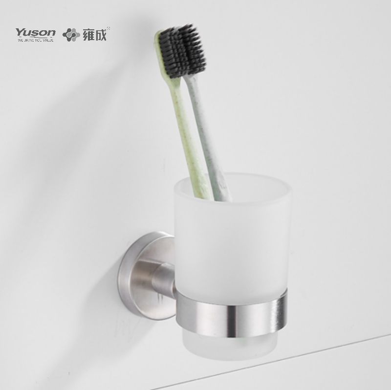 15584 Phụ kiện phòng tắm kiểu dáng đẹp, Giá đỡ cốc, có cốc thủy tinh mờ/cường lực, Giá đỡ cốc bằng kẽm/đồng thau/SUS, treo tường (Dòng 15500)