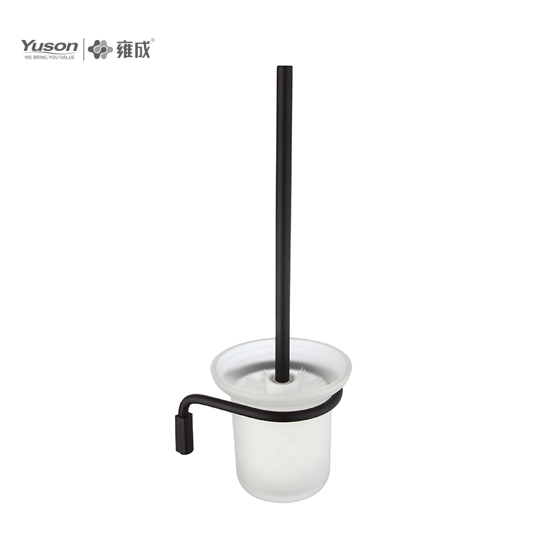 25390 Phụ kiện phòng tắm kiểu dáng đẹp, Bàn chải bồn cầu có cốc thủy tinh mờ/cường lực, Bàn chải bồn cầu kẽm/đồng thau/SUS, treo tường (Dòng 25300)